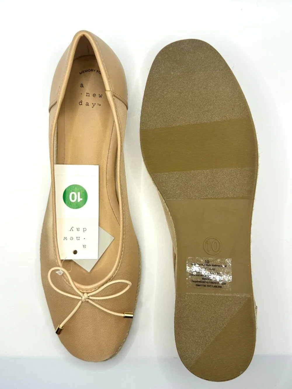 A New Day Beige Mesh Bow Espadrille Ballet Flats Balletcore Coquette Ballerina